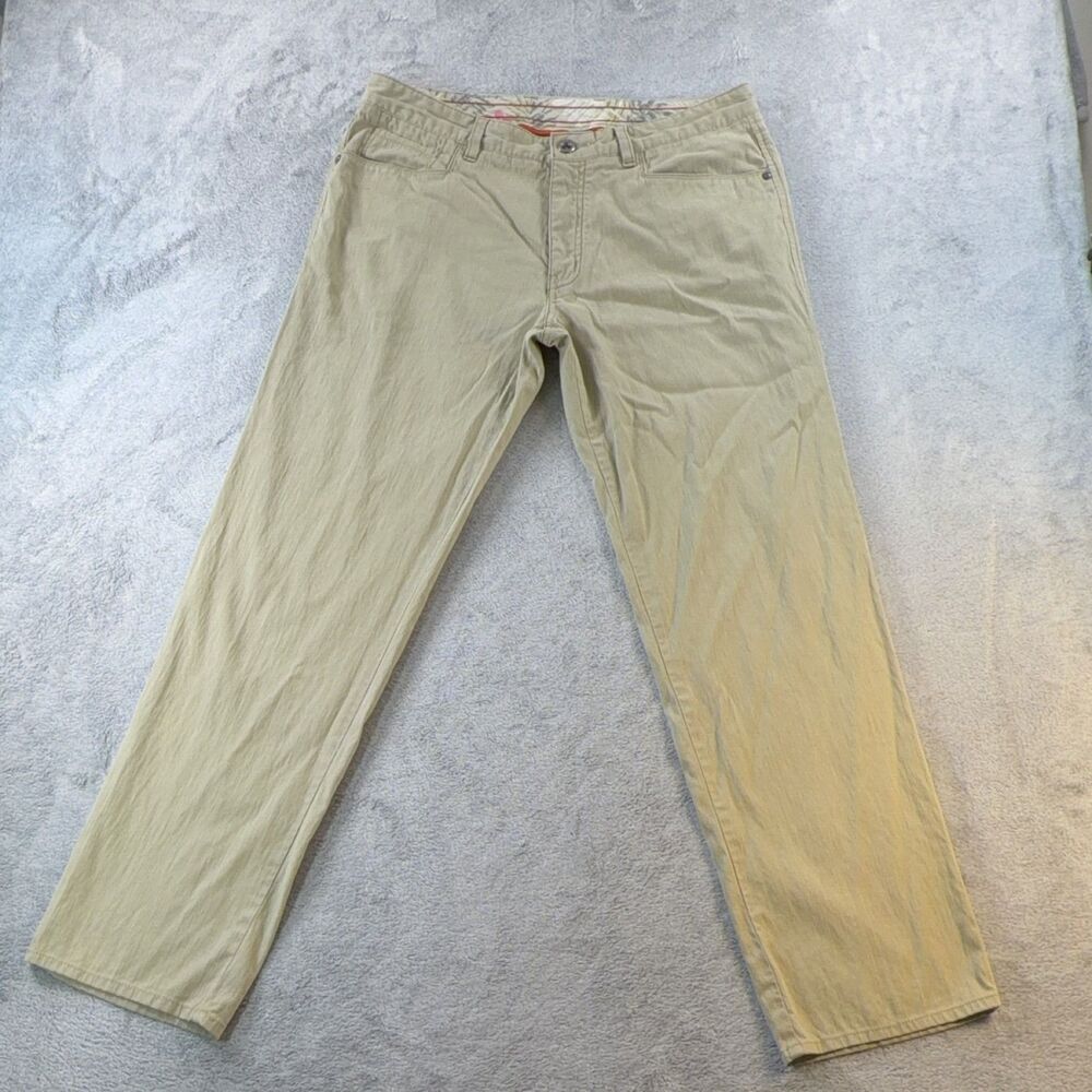 Tommy Bahama Men's Chino Pants 34x32 Beige Flat Front Straight Leg Cotton Blend